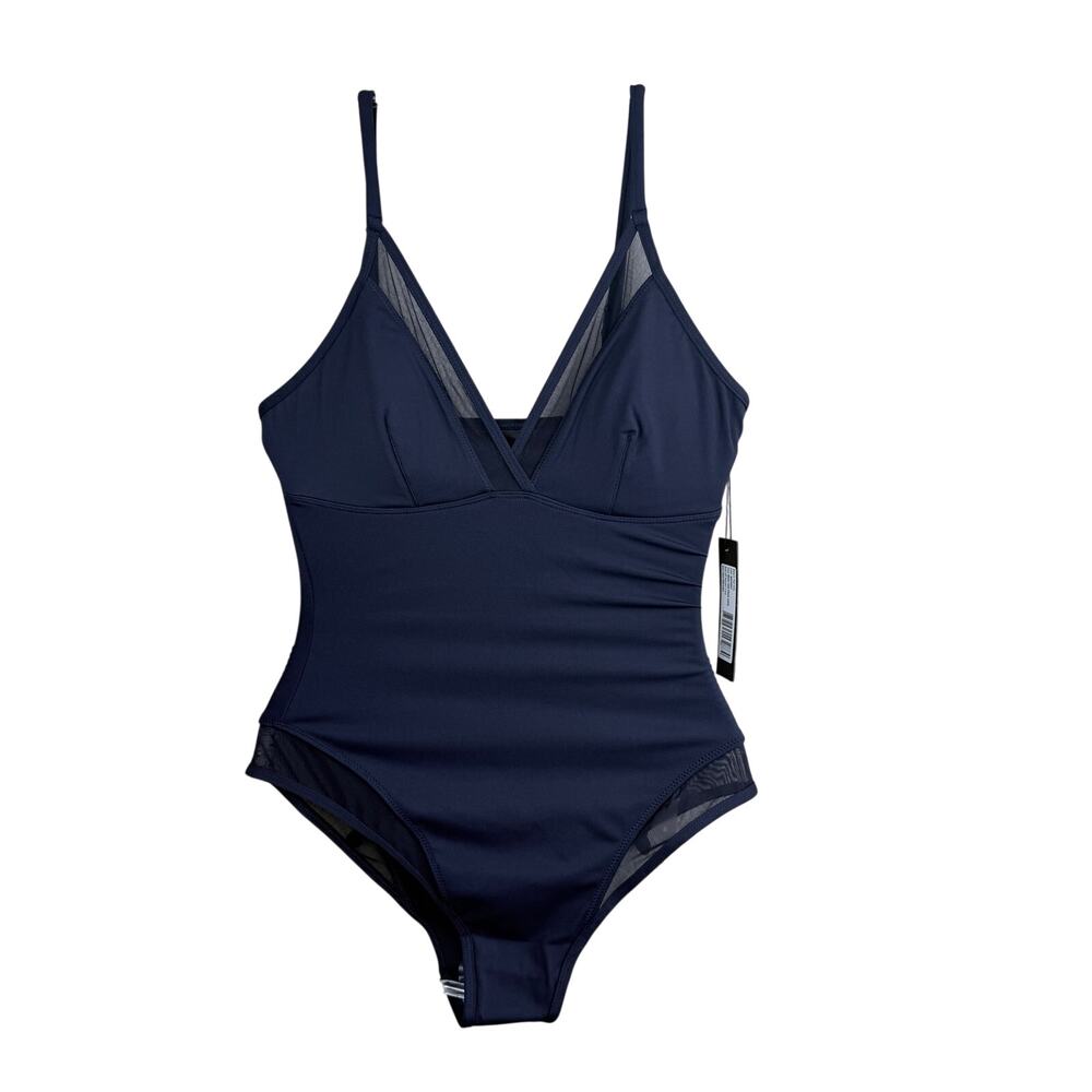 TA3 Meshy Midnight Blue One-Piece Corset Lace-Up Shapewear XS REG